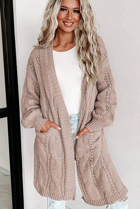 Cable-Knit Dropped Shoulder Cardigan